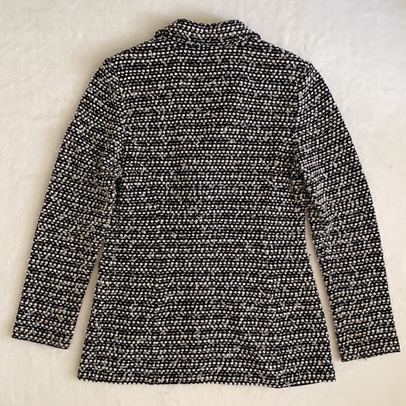 St. John | Textured Knit One Button Long Blazer Jacket Black/White (10) - Picture 12 of 16